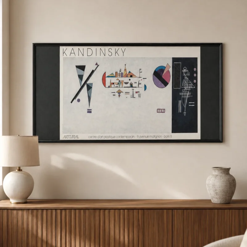 Kandinsky Artcurial plakát geometrikus formákkal enteriőrben